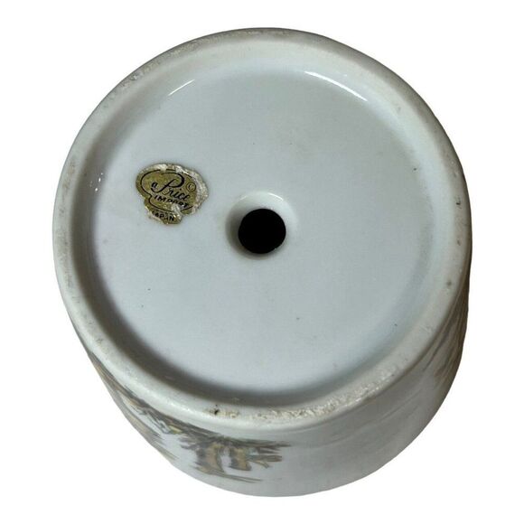 Vtg Price Imports Japan Ceramic Planter Girl Dandelion Flowers Boy Bird Gold Rim - Picture 4 of 7